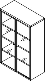 Шкаф 140 с алюм стеклянными дверями (900х420х1411)